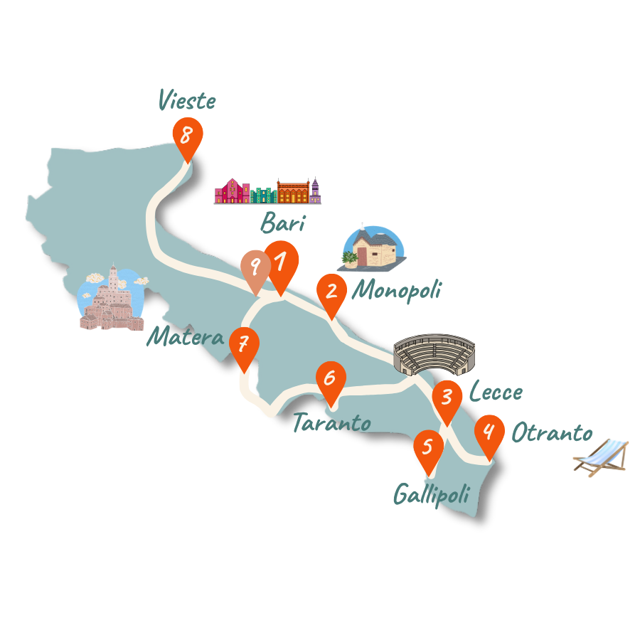 Apulien Roadtrip 14 Tage Karte 01