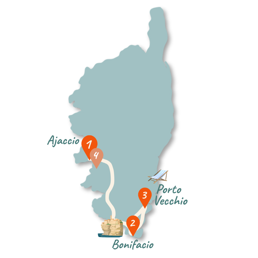 korsika roadtrip 7 tage karte sueden 01