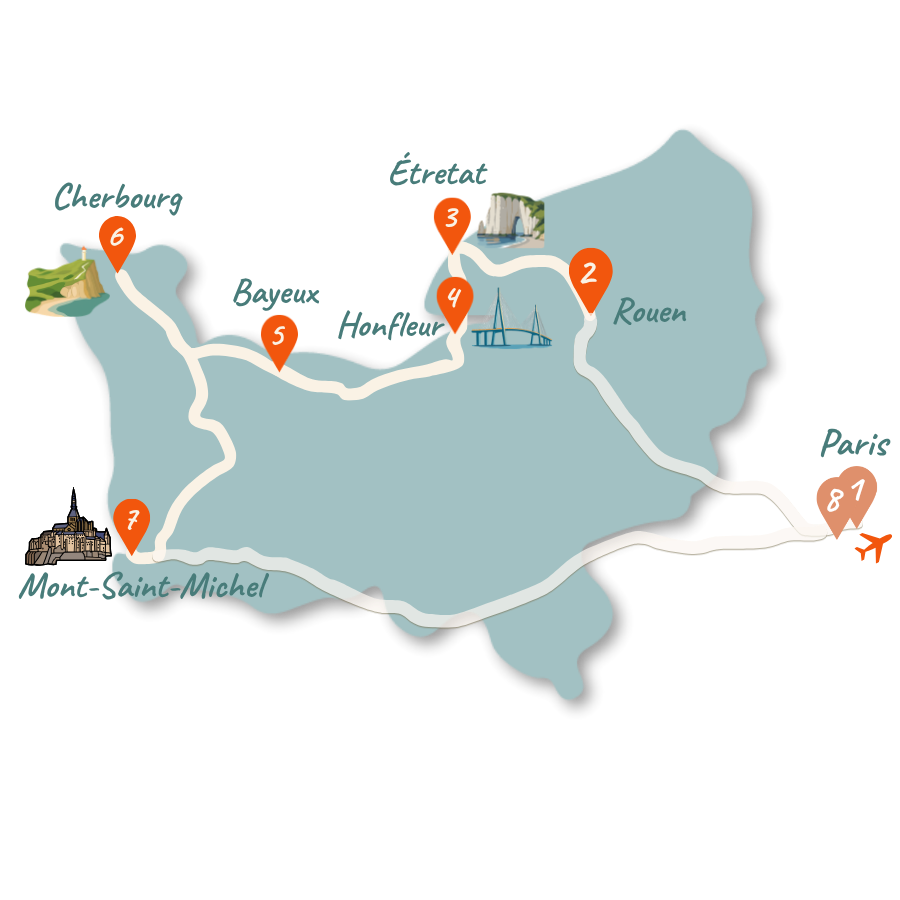 Normandie Rundreise 7 Tage Karte 01 1