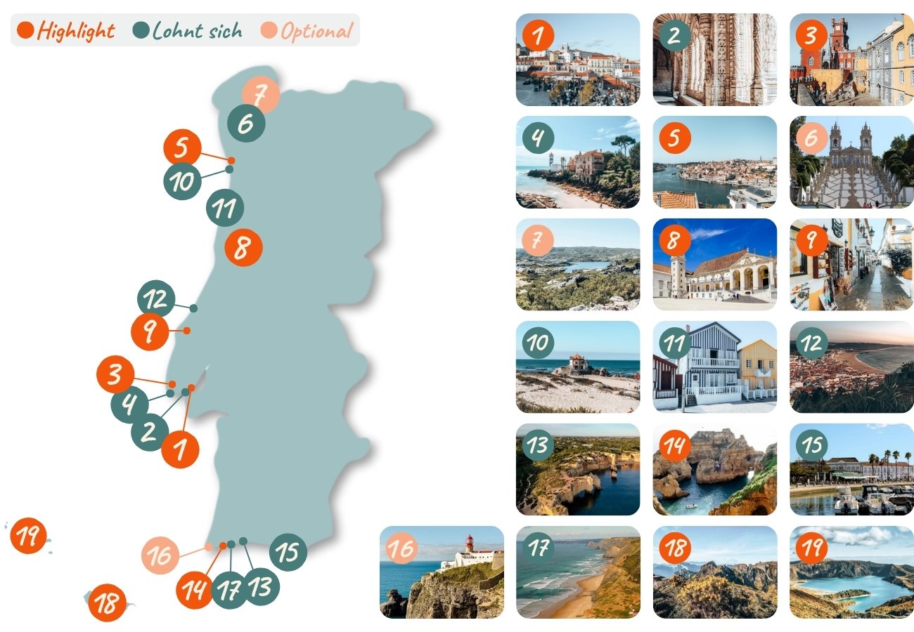 Portugal Sehenswuerdigkeiten Karte 01